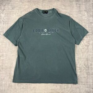 Eddie Bauer EBTEK Shirt Mens XL Tall Green Vintage 90s Made in USA Single Stitch